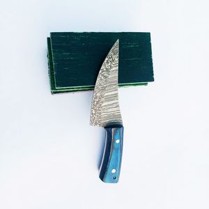 Handmade Mini Pocket Carry Knife Fixed Blade Hunting Skinning Knife Damascus Steel Knife Pakka Wood Handle With Leather Sheath - Product Image 6