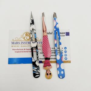 Pinzas puntiagudas para cejas de acero inoxidable antiestáticas al por mayor herramienta cosmética sostenible para uso en belleza - Product Image 1