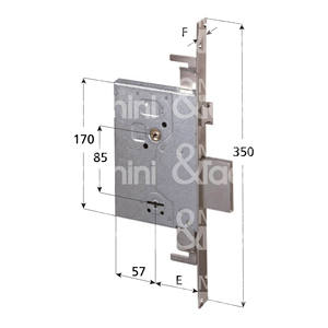 DOUBLE MAP LOCK, serrure à mortaise triple, bord carré, 4 tours et loquet, boîte zinguée fournie: - Product Image 1
