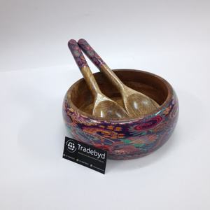 Bol rond en bois d'acacia durable fait à la main pour la maison ou le restaurant servant des salades collations aux fruits - Product Image 2