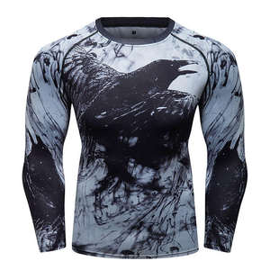 Camiseta de compresión deportiva de alta calidad para hombre, ajustada personalizada, para gimnasio, colores sólidos, transpirable, atlético, protector contra sarpullidos, manga completa - Product Image 1