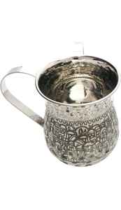 Copa de Lavado Judía de Acero Inoxidable con Calcomanía Gris Dorada Elegante de 5'' y 40 oz, Personalizada, para Lavabos - Product Image 3