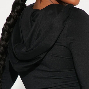 Sudadera con capucha elástica negra de último diseño para mujer 2025/Sudadera con capucha con logotipo personalizado de última calidad OEM de tarifa al por mayor para mujer - Product Image 4