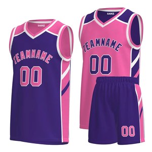 Nouveau personnalisé vierge unisexe jeunesse rose maillots de basket-ball imprimé réversible maille blanc personnalisé femmes basket-ball conception uniforme - Product Image 2