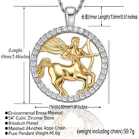 Collier Pendentif Signe Astrologique Sagittaire avec Micro-Pavé de Zircon Cubique – Bijoux Hip Hop en Gros pour les Amateurs d'Astrologie