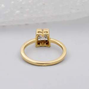 M-Shape <b>Initial</b> Diamond <b>Ring</b> in Yellow Gold - Product Image 4