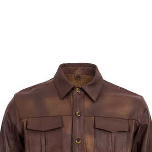 Người Đàn Ông Màu Đen Cừu Áo Sơ Mi Da Lót Dài Tay Áo Nút Lên Ngực Flap Túi Tùy Chỉnh Áo Sơ Mi Cho Nam Giới - Product Image 6