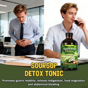 Liquido <span class=keywords><strong>Amaro</strong></span> di Soursop Biologico, Guanabana Detox, Semi Neri, Moringa, Zenzero, Supporto Digestivo e Immunitario, Etichetta Privata, Fabbrica OEM - Product Image 4