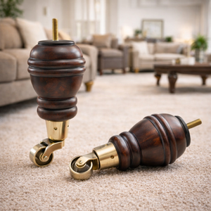 Decorative Turned Wooden Furniture Leg Solid Wood <b>Sofa</b> Table <b>Bed</b> Leg Dark Finish OEM Custom Manufacturer Factory - Product Image 3