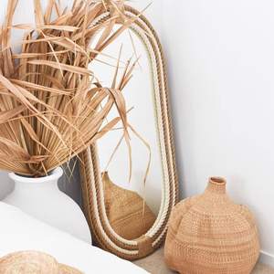 Espejo Bohemio Hecho a Mano con Marco de Madera Náutica y Cuerda Gruesa, con Cristal, para Cuarto Infantil Estilo Boho - Product Image 2