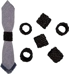 Rond de serviette en jute naturel 2024 couleur marron fait à la main rond de serviette en jute de meilleure qualité anneau de serviette en corde pour la fête de mariage lot de 6 - Product Image 2