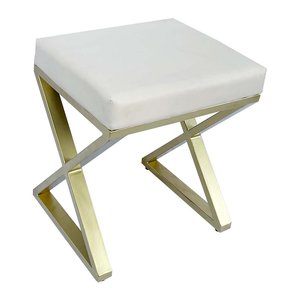 Silla de tocador cómoda con base en forma de X color crema/amarillo contemporáneo para dormitorio GTD010 - Product Image 1