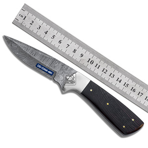 Cuchillo de Caza Damasco Hecho a Mano Personalizado DD-DAM-477, Hoja de Acero Damasco de 4mm con Punta Caída, Empuñaduras de Acero Inoxidable, Madera Wenge - Product Image 4