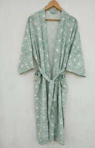 Peignoir de luxe en coton 100% tissé imprimé à la main, style indien, vêtements de nuit, maillot de bain, robe de chambre, thermique d'hiver, ODM - Product Image 6