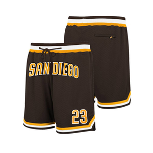 Men's Vintage Summer Workout <b>Shorts</b> Breathable Polyester Mesh Custom Logo Patch Embroidery <b>Zip</b> <b>Pocket</b> Streetwear Pattern - Product Image 4