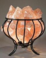 Lampe au sel rose de l'Himalaya 100% naturelle faite à la main avec base en bois pour la décoration de la maison à Noël et à Pâques