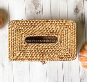 Couvercle de boîte à mouchoirs en rotin tissé à la main pour salle de bain salon et bureau porte-mouchoir en osier naturel décor à la maison par ARTISAN CRAFT - Product Image 6