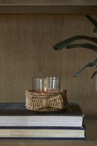 เชิงเทียนหวายทำด้วยมือแบบเรียบง่ายอุปกรณ์ตกแต่งคริสต์มาสทำจากแก้วสไตล์วินเทจเครื่องประดับหวายธรรมชาติ - Product Image 6