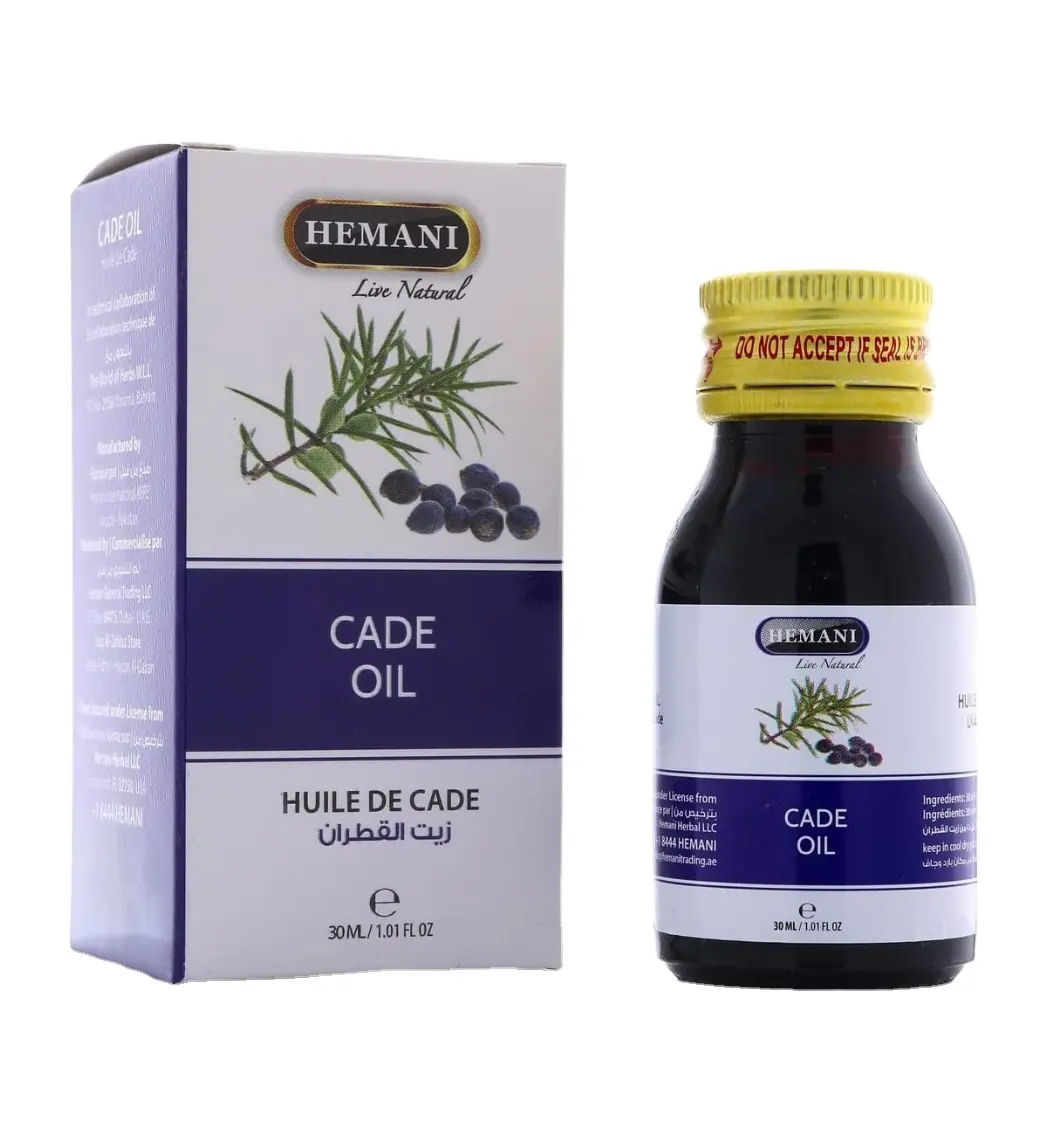 100% Pure & Organic Steam Distillation Hemani CADE/TAR OIL, Hair Skin Care Cosmetic Pain Relief Masaje Aroma, Tamaño 30ml/1L Bulk