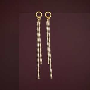 Boucles d'oreilles pendantes en argent 92,5 avec pompon et design géométrique ornées de zircon, perle et diamant pour mariage, fête ou cadeau - Product Image 4