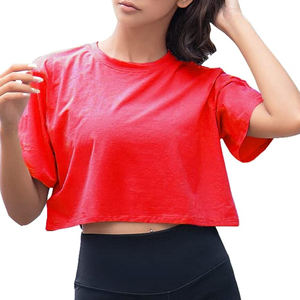 T-shirt oversize en coton de haute qualité pour femmes col rond manches courtes haut court personnalisable Boxy Fit haut court ample pour les femmes - Product Image 3