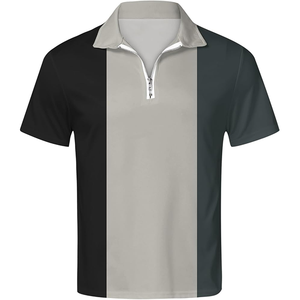 Polo inspirado en la ropa de calle para hombre, camisa con rayas verticales media cremallera y a la moda para estilo diario, pedido personalizado - Product Image 1