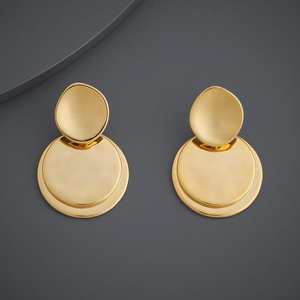 Geometric Gold-Plated Stud Earrings with Zircon for Wedding & Party Gifts - Product Image 1