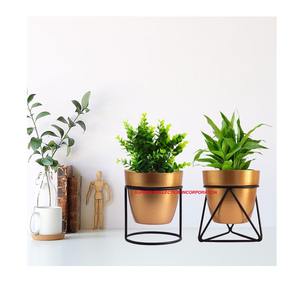 Jardinière en métal émaillé vert en Offre Spéciale avec support en or en gros et fournisseurs - Product Image 4