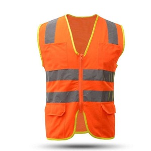 Customized Logo High Visibility Polyester Work Vest Breathable Construction Reflective <b>Roadway</b> <b>Safety</b> Vest with Pockets - Product Image 1