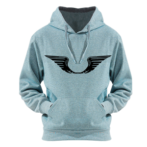 Men's Gray Hooded Sweatshirt With <b>Black</b> <b>Wings</b> Print Regular Fit Casual Cotton Hoodie Front Logo Design Autumn Wear - Product Image 2