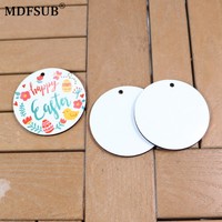 Adorno Navideño Colgante para Árbol de Navidad, Certificado EN71, 76x76mm, 3mm de Grosor, Sublimación UV, Blanco Brillante con Cinta Roja, Adorno de MDF, MDFSUB