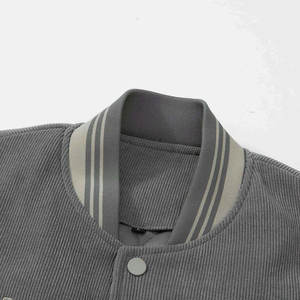 Veste universitaire décontractée brodée en laine personnalisable pour hommes, col montant, logo avant, manches vierges d'hiver, traitement enduit - Product Image 4