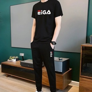 Conjunto de Pantalones y Camiseta Deportiva para Hombre, Estampado Personalizado de Alta Calidad, Estilo Estético, Suave, Ajuste Regular, Chándal de Lujo - Product Image 3