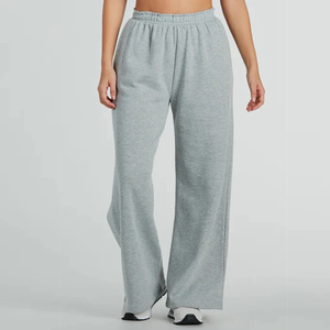 80% Algodón 20% poliéster mujer recortada cremallera Sudadera con capucha conjunto de mujer pantalones de chándal de pierna ancha ropa de calle señoras suéter pantalón - Product Image 2