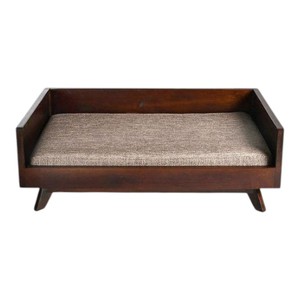 Lit pour animaux de compagnie en bois massif moderne CH12, meubles surélevés pour chiens et chats d'intérieur, finition lisse, coussin inclus, usine OEM - Product Image 3
