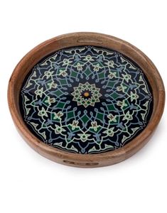 Serving Tray with enamel printing on wood Decorative Snack Tray Designer Serving & Decorative Trays for Kitchen Organization - Product Image 3