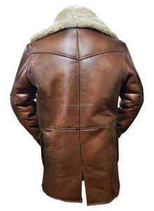 2025 vente chaude manteau en cuir de mouton marron pour hommes prix de gros haute qualité sur mesure respirant hiver manteaux en cuir - Product Image 6
