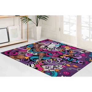 Alfombra Estampada Colorida: Diseño de Graffiti Musical para el Hogar y Regalo, Alfombra de Chenilla - Product Image 1