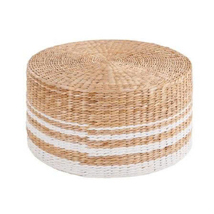 Tables d'appoint rondes faites à la main à partir de jacinthe d'eau avec pouf écologique et tabourets tissés pour le salon - Product Image 6