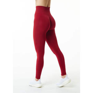 Leggings de yoga pour femmes taille haute nouveauté pantalon sans couture avec motif solide fermeture à la taille élastique Logo personnalisé - Product Image 5