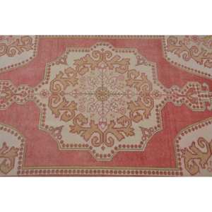 พรมตุรกีโบราณแท้4.2 x 7.4ft คลาสสิกการออกแบบการเย็บปะติดปะต่อกันสีชมพูขนแกะทำด้วยมือลาเท็กซ์สำรองสำหรับห้องนั่งเล่น - Product Image 5