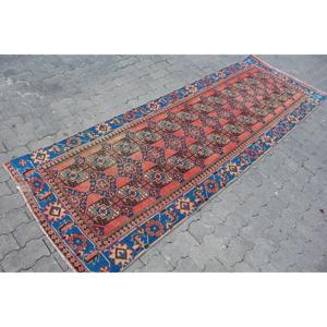 Turkish Rug, <b>Runner</b> 3.2x9.3 ft Vintage Rug, <b>Red</b> Solid Wool Rug - Product Image 3