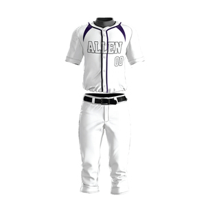 Custom Baseball Uniform Set Men's Short Sleeve Light Blue Black <b>White</b> Breathable Polyester Jersey Pants <b>Button</b> Closure - Product Image 4
