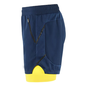 Shorts de sport respirants pour hommes, double couche, en polyester et élasthanne, avec logo personnalisé - Vêtements de plage, fitness athlétique - Product Image 3