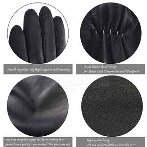 Guantes de cuero genuino para hombre para la temporada de invierno, forro de lana suave a la moda, uso informal diario al aire libre, venta al por mayor, guantes de conducción - Product Image 4