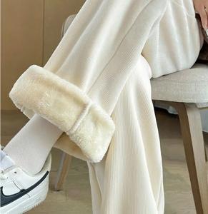 Pantalon large décontracté en velours côtelé pour femmes 2024 Automne Hiver Taille moyenne Droite Loose Imperméable Coupe-vent - Product Image 6