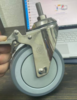Roue pivotante universelle en caoutchouc industriel 3"-10" pour chariot à main, avec frein et trou de boulon pour fourche fixe, capacité de charge 70-180kg Vinadali