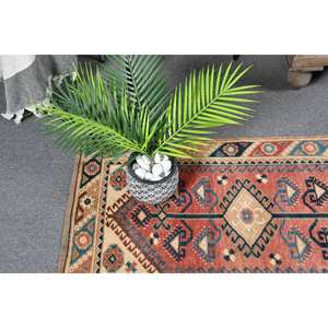 Alfombra Tradicional Ecológica de Gran Tamaño, Color Rojo Beige, 3.8 x 2.2 pies, Tejido Plano, Lana Turca, Base de Látex, Pelo Suave, para Pasillo - Product Image 2