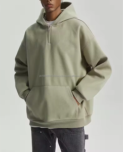 เสื้อฮู้ดดี้ครอปทรงโอเวอร์ไซส์แบบซิปครึ่งตัวสำหรับผู้ชาย ผ้าฝ้ายเฟรนช์เทอร์รี่เนื้อหนัก 400 500 600gsm รุ่นใหม่ปี 2026 - Product Image 3