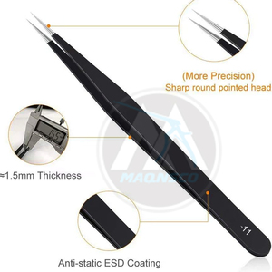 6PCS Precision Tweezers Set Upgraded Anti-Static Stainless Steel Curved Mirror Polish MAQNSCO Brand Gouge Small Spoon - Product Image 5